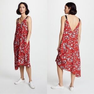 Rag & Bone Zoe Silk Print Asymmetrical Slip Dress Size  Small.